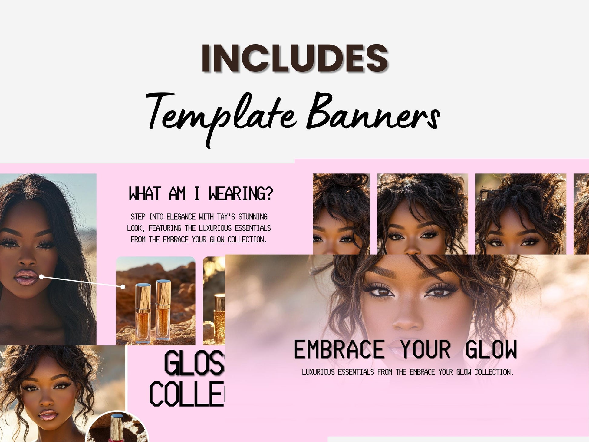 Pink Cosmetics Shopify Beauty Theme Template, Pink & Black Theme, Website for gloss business, Shopify Website Design, Shopify Banners