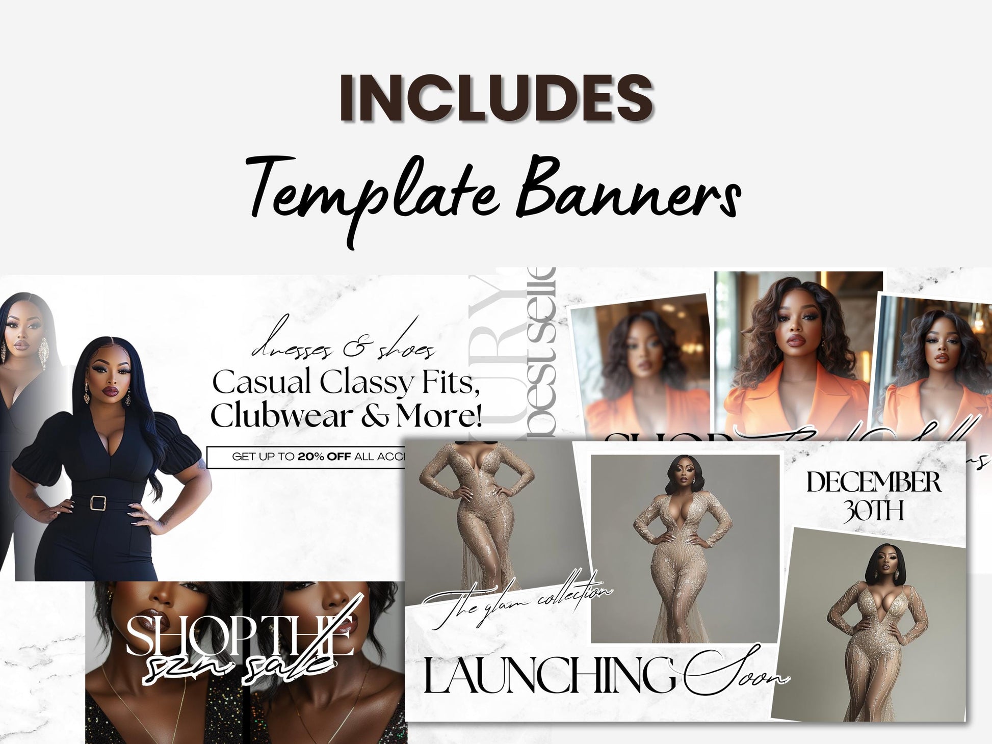 Fashion Boutique Shopify Theme Template, Black & White Theme, Website for Fashion business, Shopify Website Design, Shopify Banners