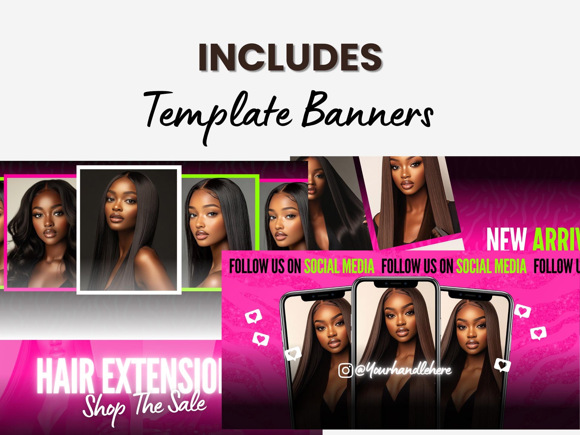 Pink Shopify Theme Template, Pink Hair Theme, Website for Hair Businesses Shopify Website Design, Shopify Banners, Business Owners