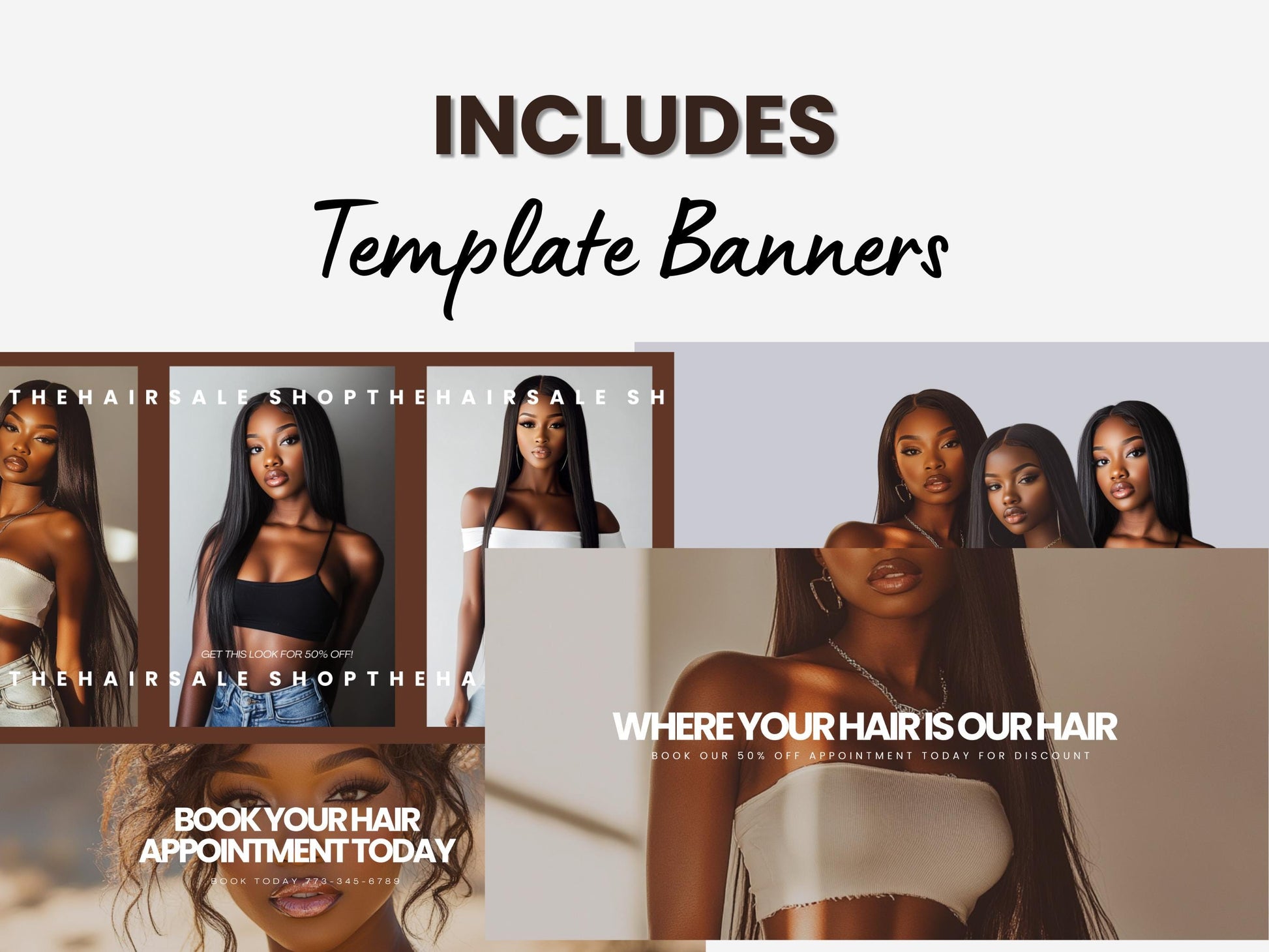 Brown Shopify Theme Template, Brown Hair Theme, Website forHair Businesses Shopify Website Design, Shopify Banners, Business Owners