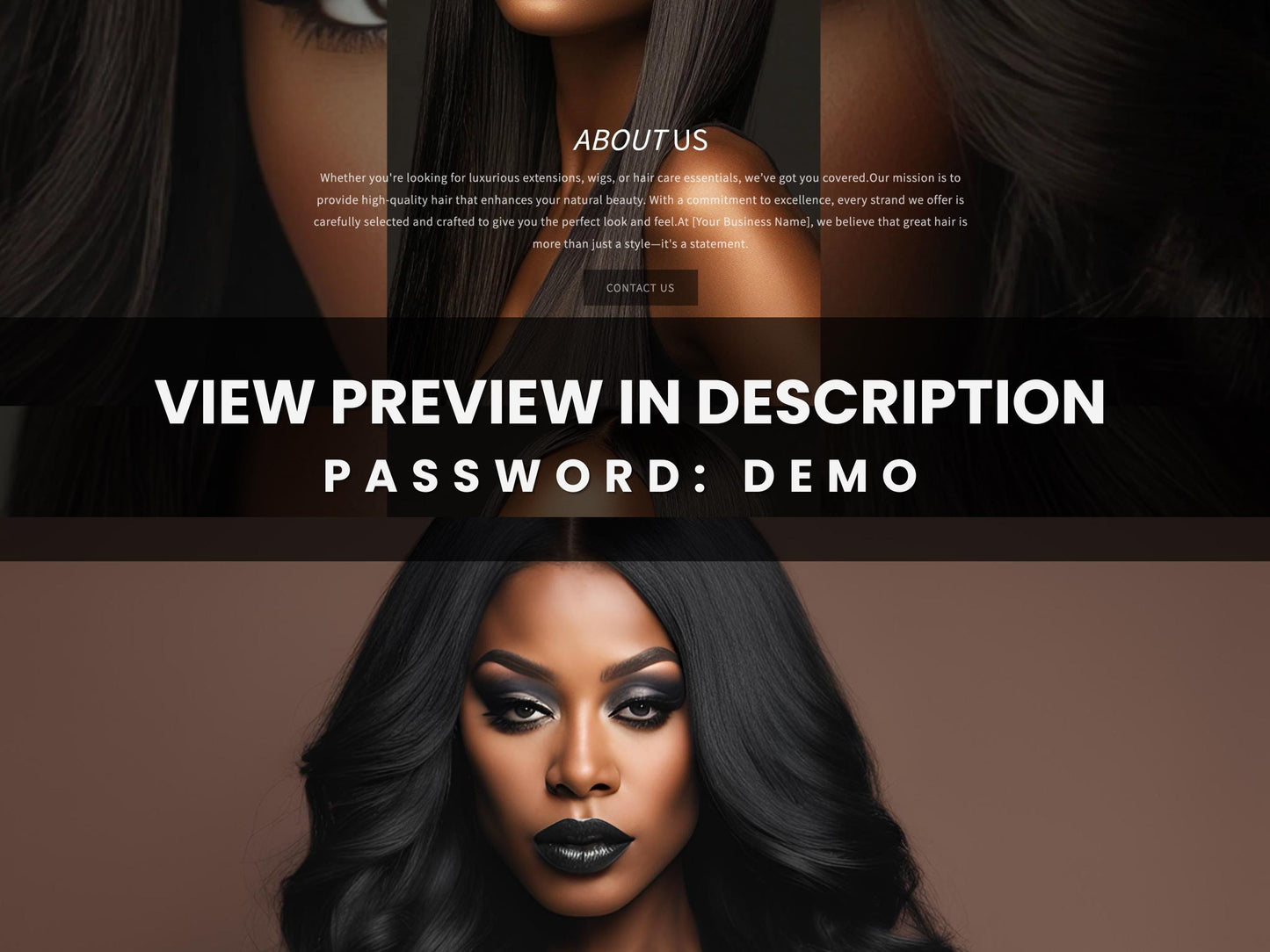 Black Shopify Theme Template, Black Hair Theme, Website for Hair Businesses Shopify Website Design, Shopify Banners, Business Owners