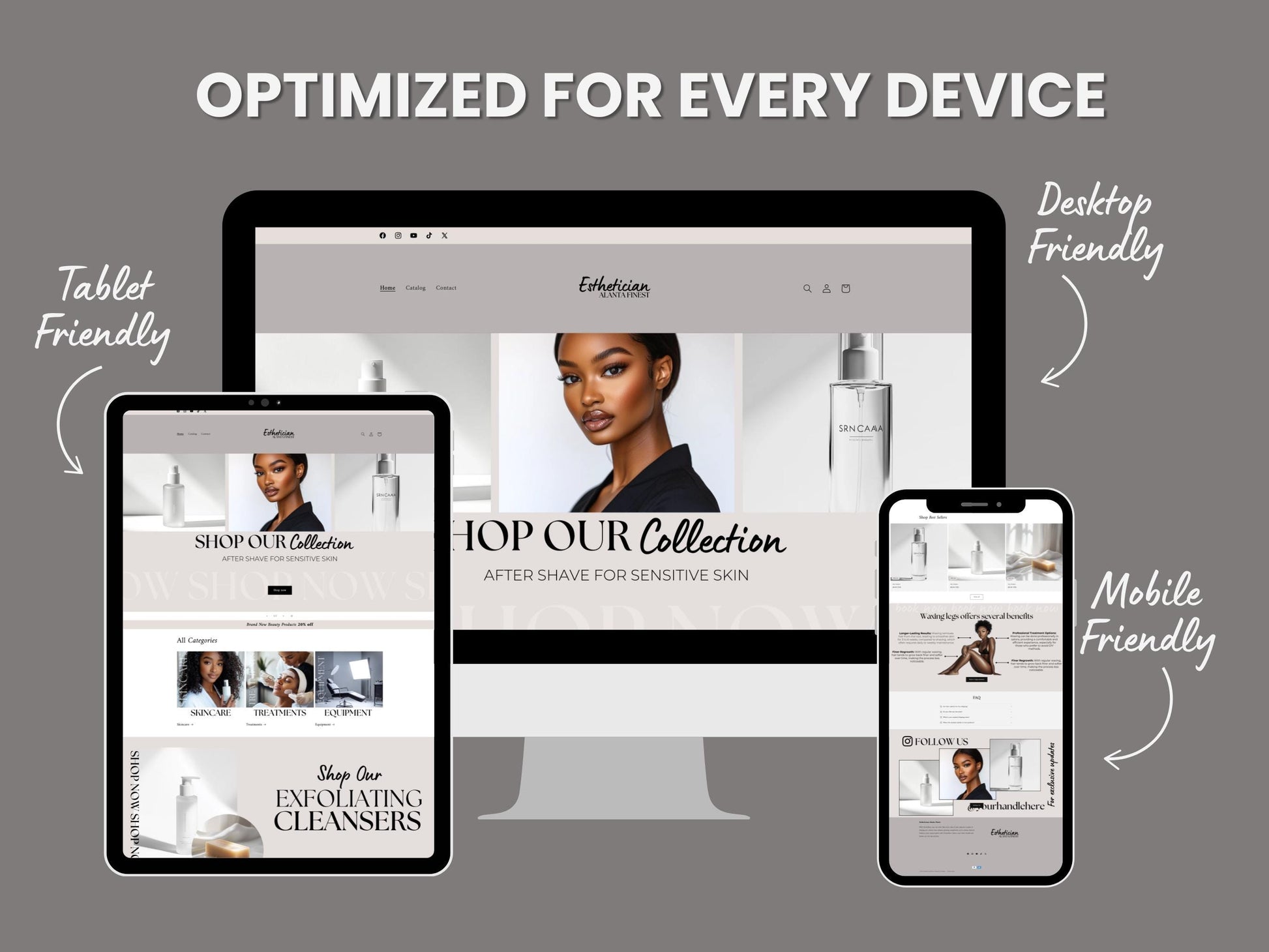 Esthetician Shopify Theme Template, Skincare Theme, Website for Skin Companies Shopify Website Design, Shopify Banners, Esthetician