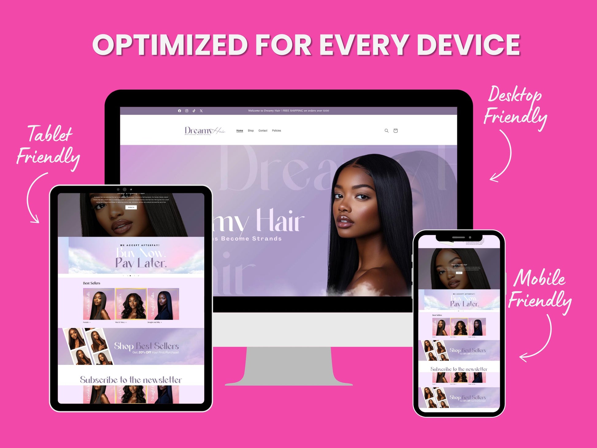 Purple Shopify Theme Template, Lavender Hair Theme, Website for Hair Businesses Shopify Website Design, Shopify Banners, Business Owners