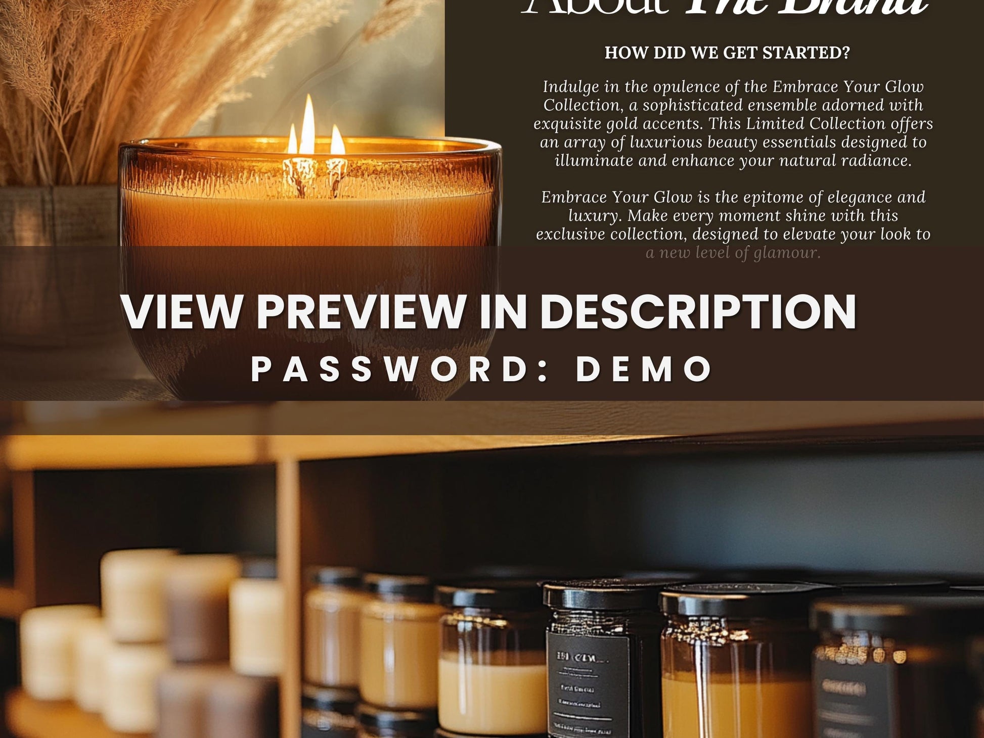 Aesthetic Black & Tan Shopify Candle Theme Template, tan and Black Theme, Candle Website for Shopify Website Design, Shopify Banners