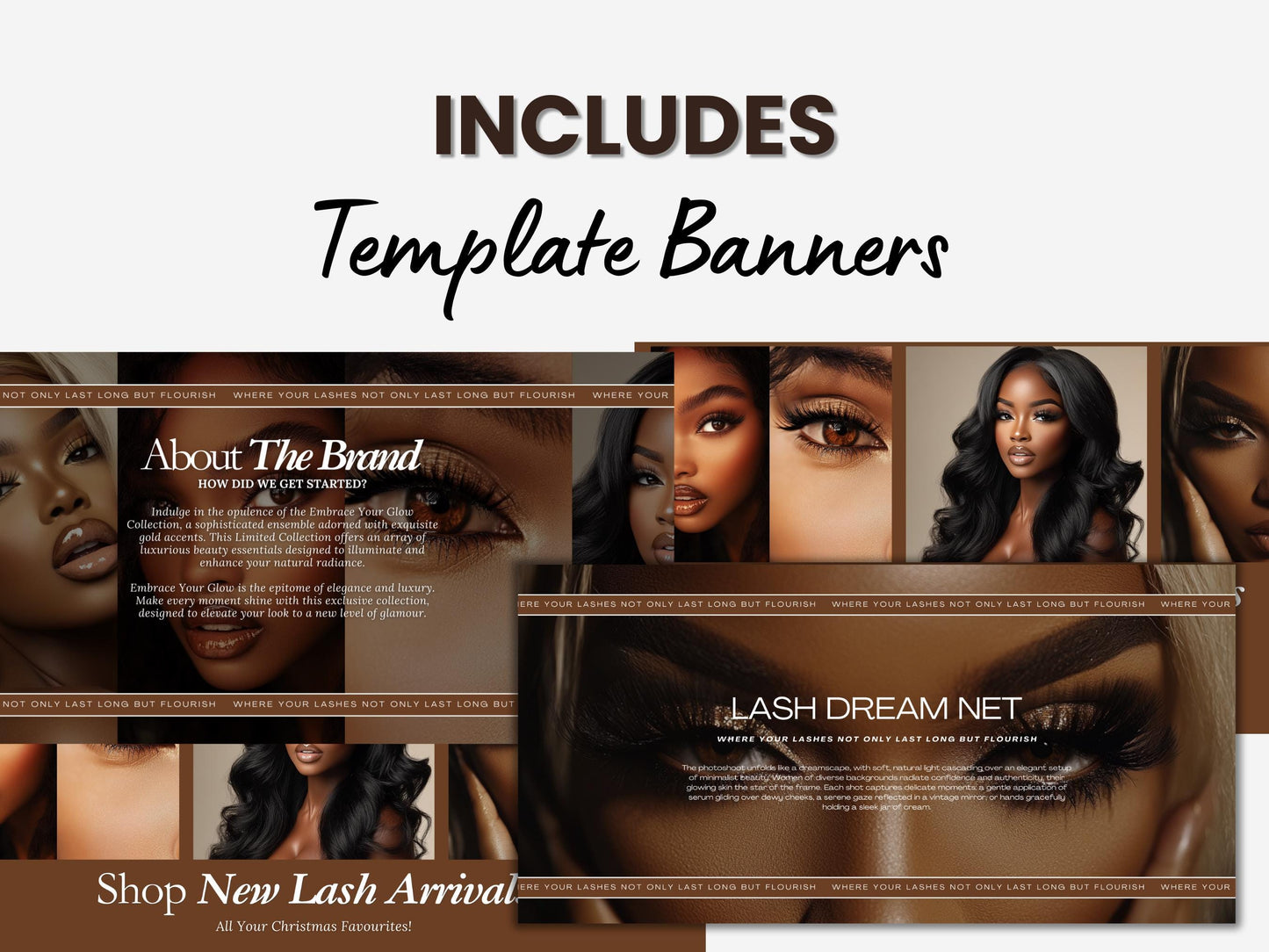 Bronze Shopify Beauty Theme Template, Bronze Melanin Theme, Website for Lash tech Businesses Shopify Website Design, Shopify Banners