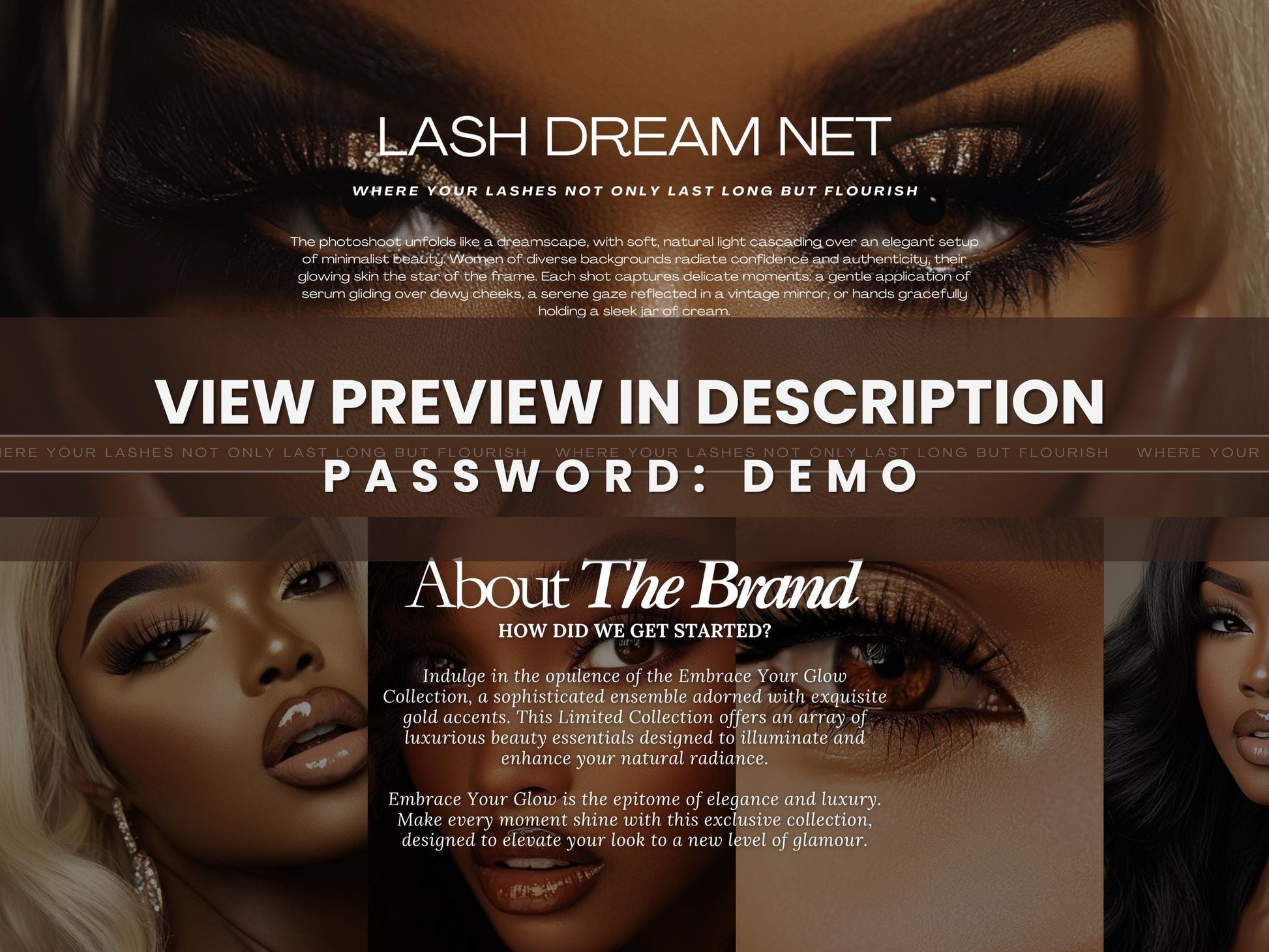 Bronze Shopify Beauty Theme Template, Bronze Melanin Theme, Website for Lash tech Businesses Shopify Website Design, Shopify Banners