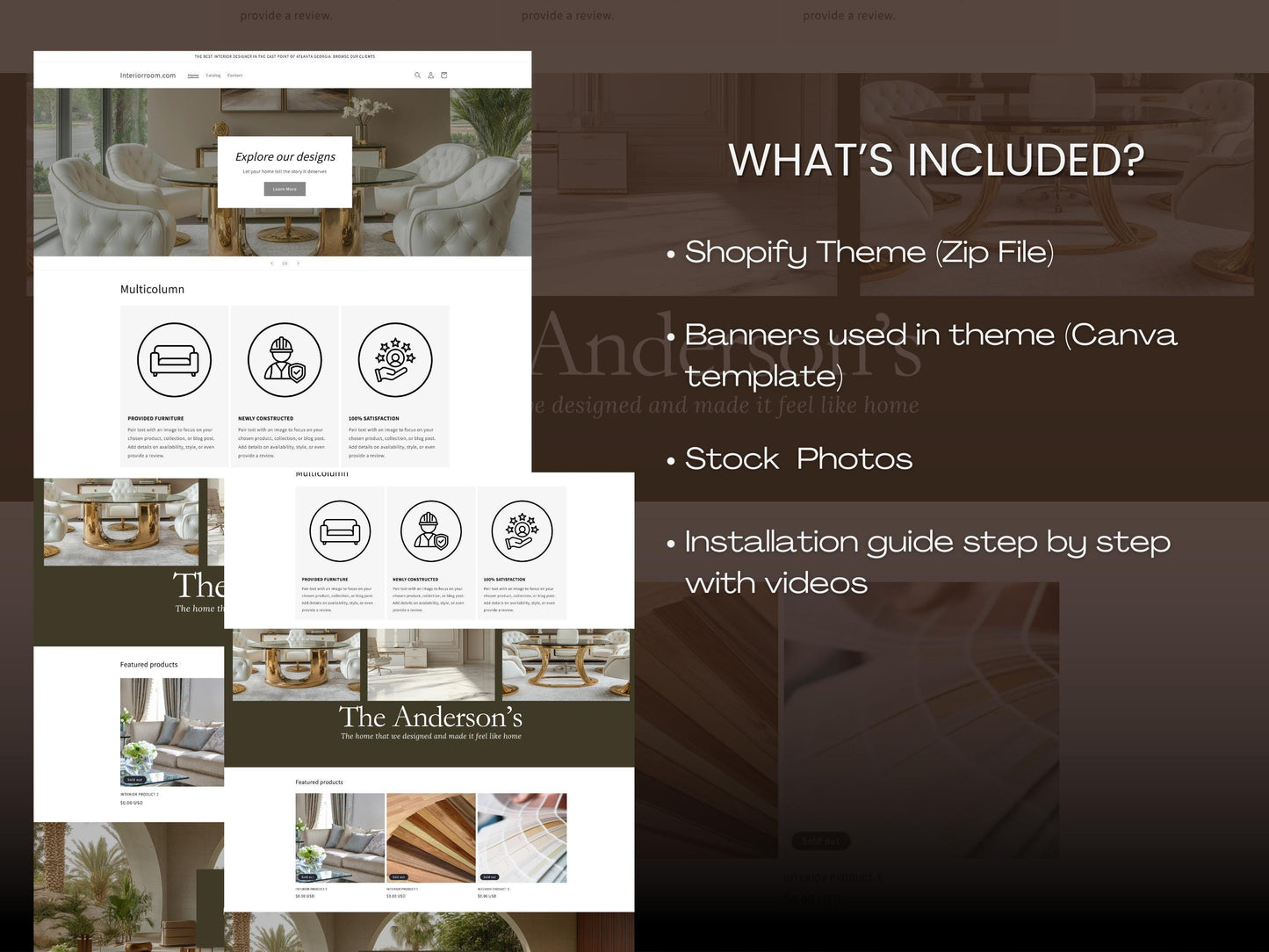 Beige Shopify Theme Template, Interior Theme, Website for Interior designer, Shopify Website Design, Shopify Banners, Business Owners