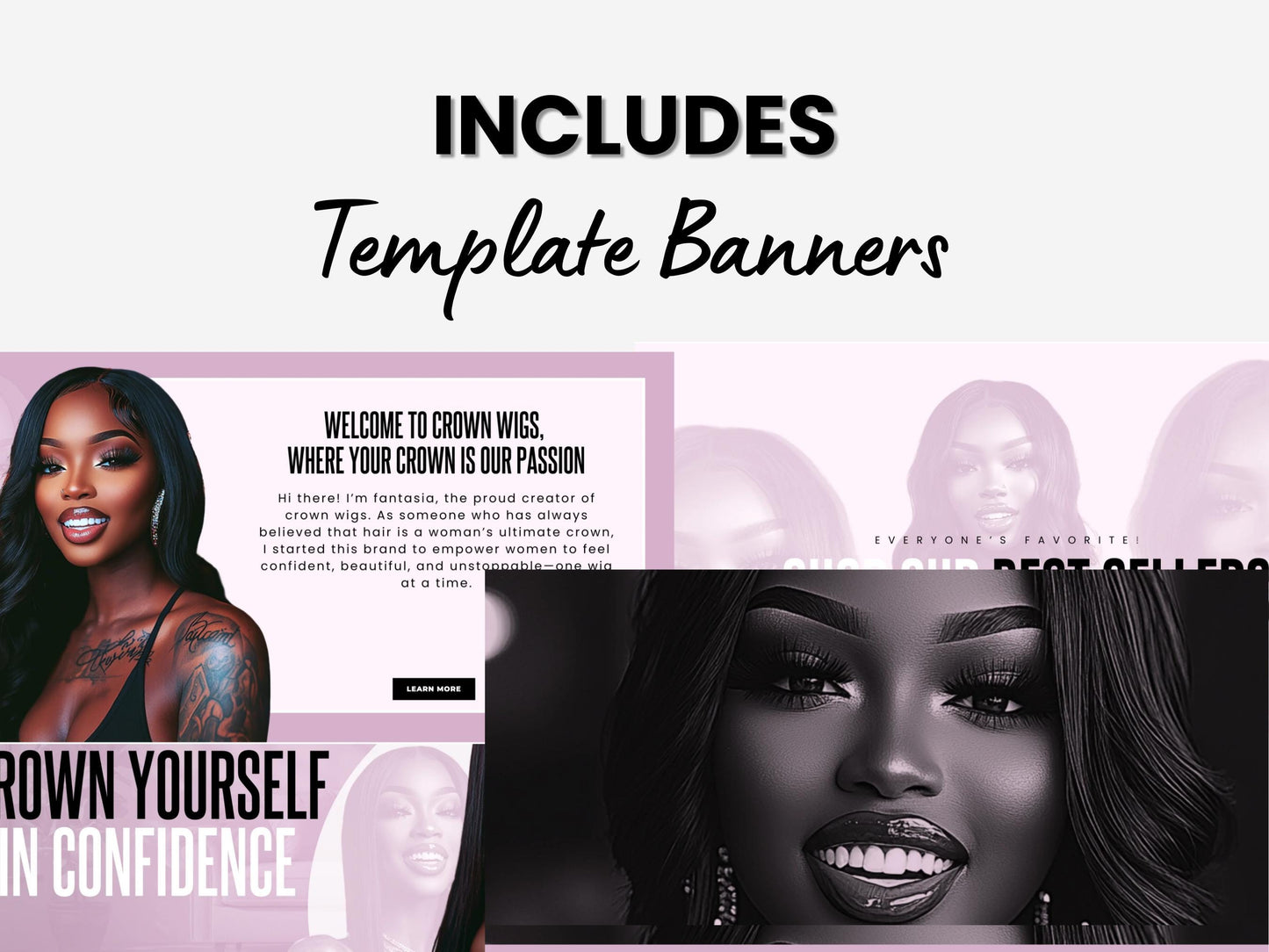 Pink Shopify Theme Template, Pink Hair Theme, Website for Hair Businesses Shopify Website Design, Shopify Banners, Business Owners