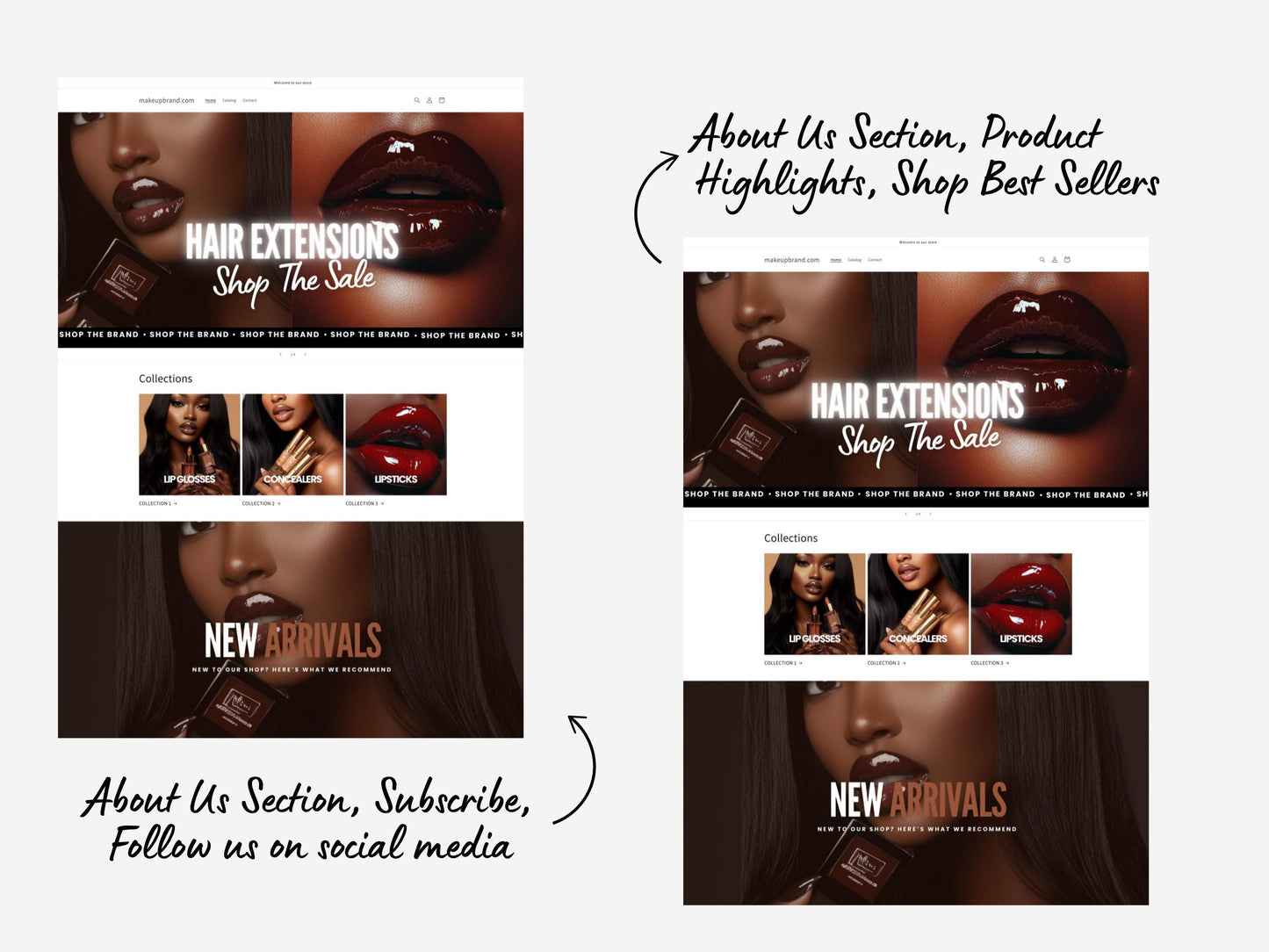 Makeup Business Shopify Theme Template, Makeup Theme, Website for MUA'S Shopify Website Design, Shopify Banners