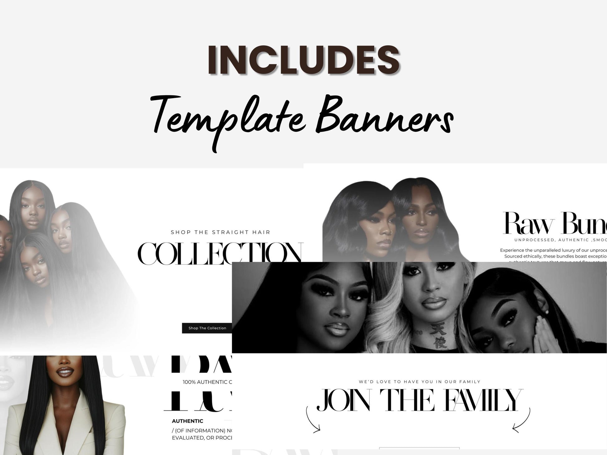 Black Shopify Theme Template, Aesthetic Hair Theme, Website for Extensions Businesses Shopify Website Design,Shopify Banners,Business Owners