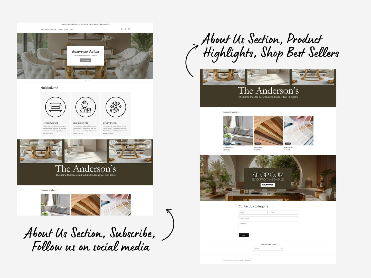 Beige Shopify Theme Template, Interior Theme, Website for Interior designer, Shopify Website Design, Shopify Banners, Business Owners