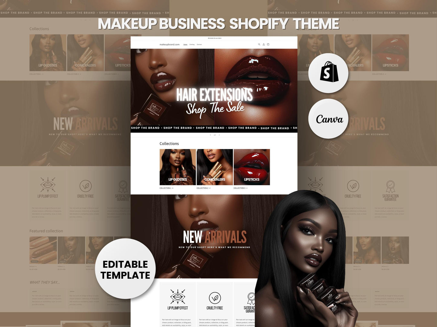 Makeup Business Shopify Theme Template, Makeup Theme, Website for MUA'S Shopify Website Design, Shopify Banners