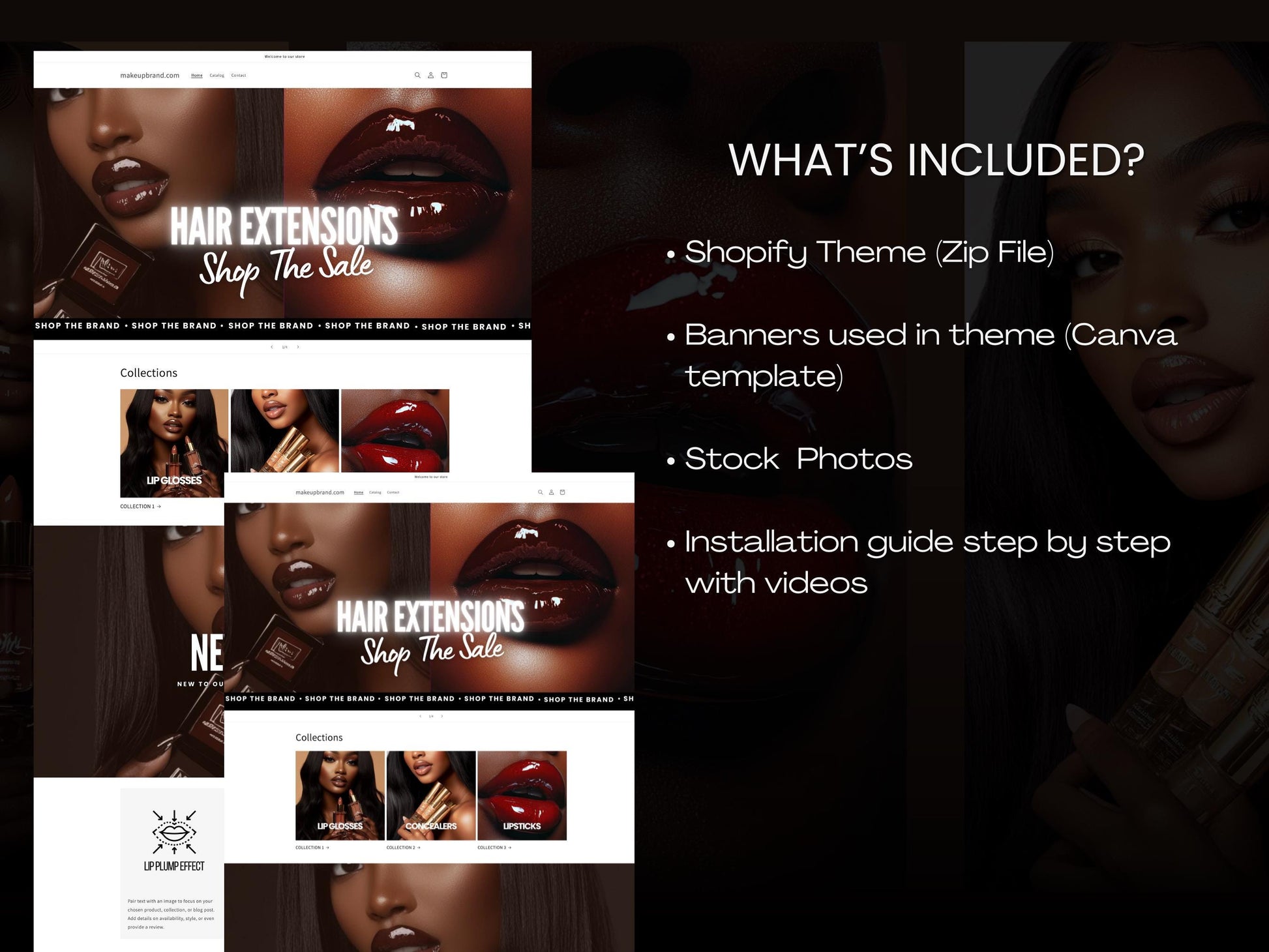 Makeup Business Shopify Theme Template, Makeup Theme, Website for MUA'S Shopify Website Design, Shopify Banners