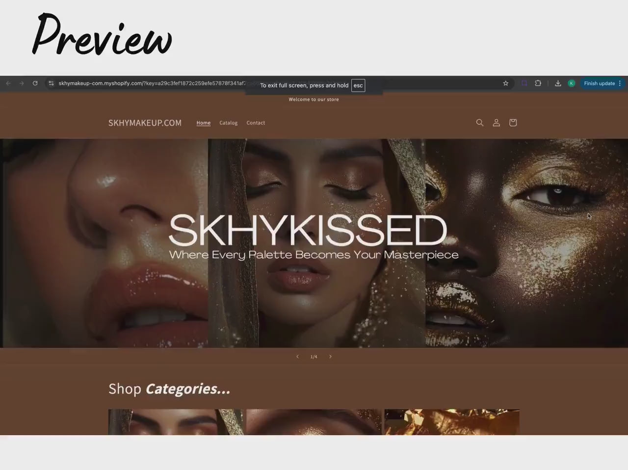 Brown Shopify Beauty Theme Template, Brown MUA Theme, Website for Makeup Artists Businesses Shopify Website Design, Shopify Banners