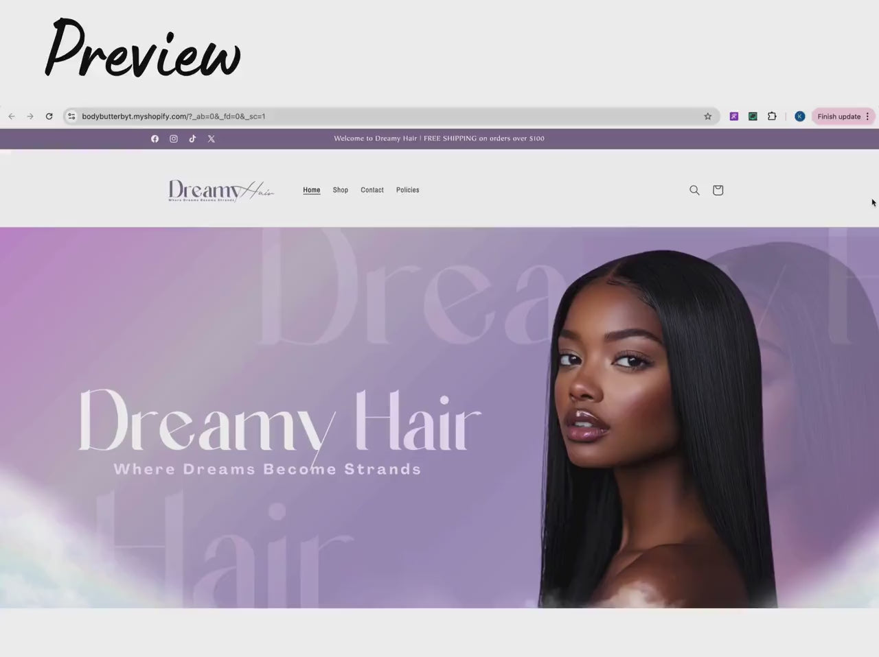 Purple Shopify Theme Template, Lavender Hair Theme, Website for Hair Businesses Shopify Website Design, Shopify Banners, Business Owners