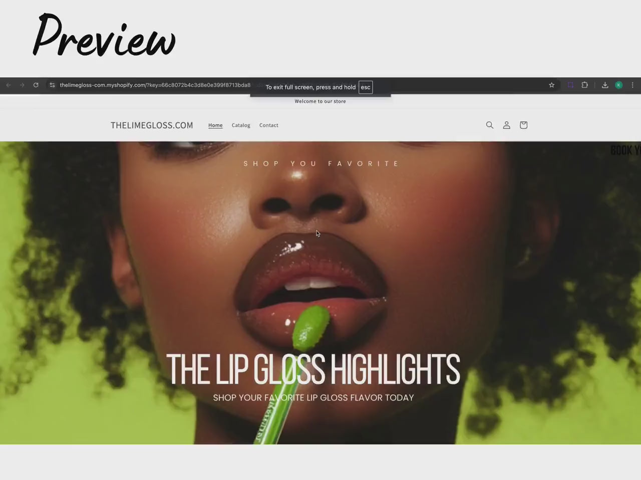 Lime Green Shopify Lip Gloss Theme Template, Green Shopify Theme, Website for Lip Gloss Businesses Shopify Website Design, Shopify Banners