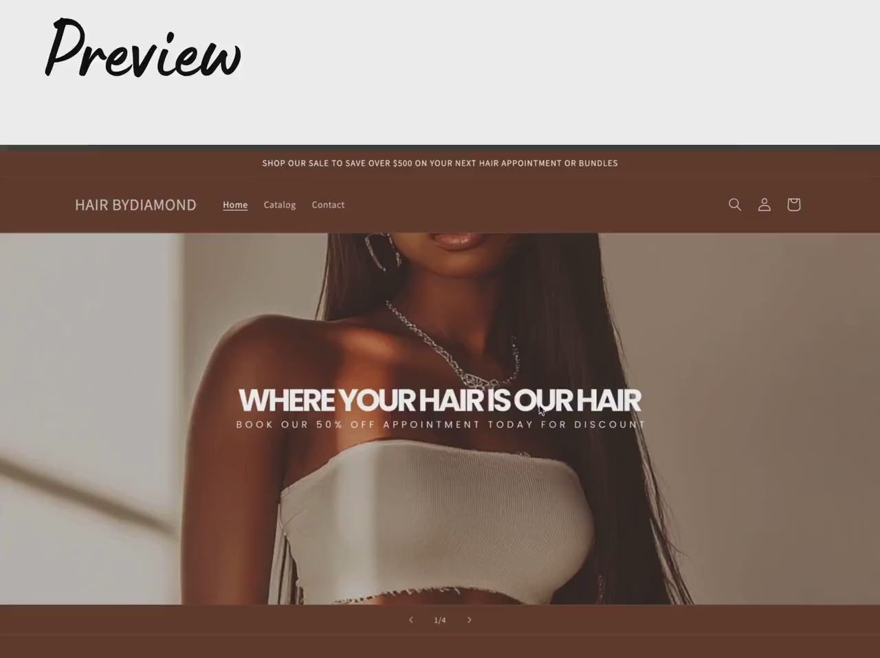 Brown Shopify Theme Template, Brown Hair Theme, Website forHair Businesses Shopify Website Design, Shopify Banners, Business Owners