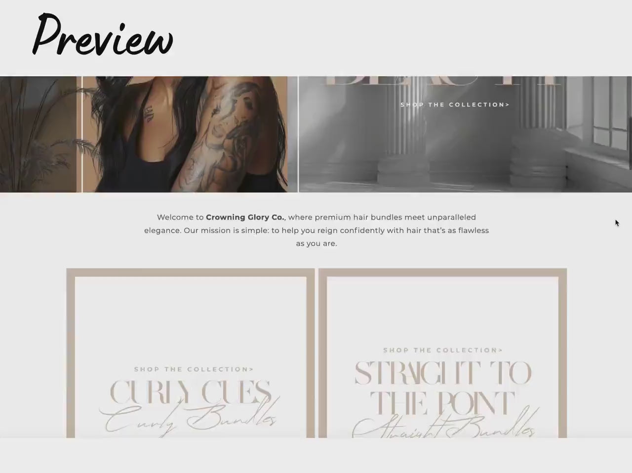 Brown Shopify Theme Template, Tan Hair Theme, Website for Hair Businesses Shopify Website Design, Shopify Banners, Business Owners