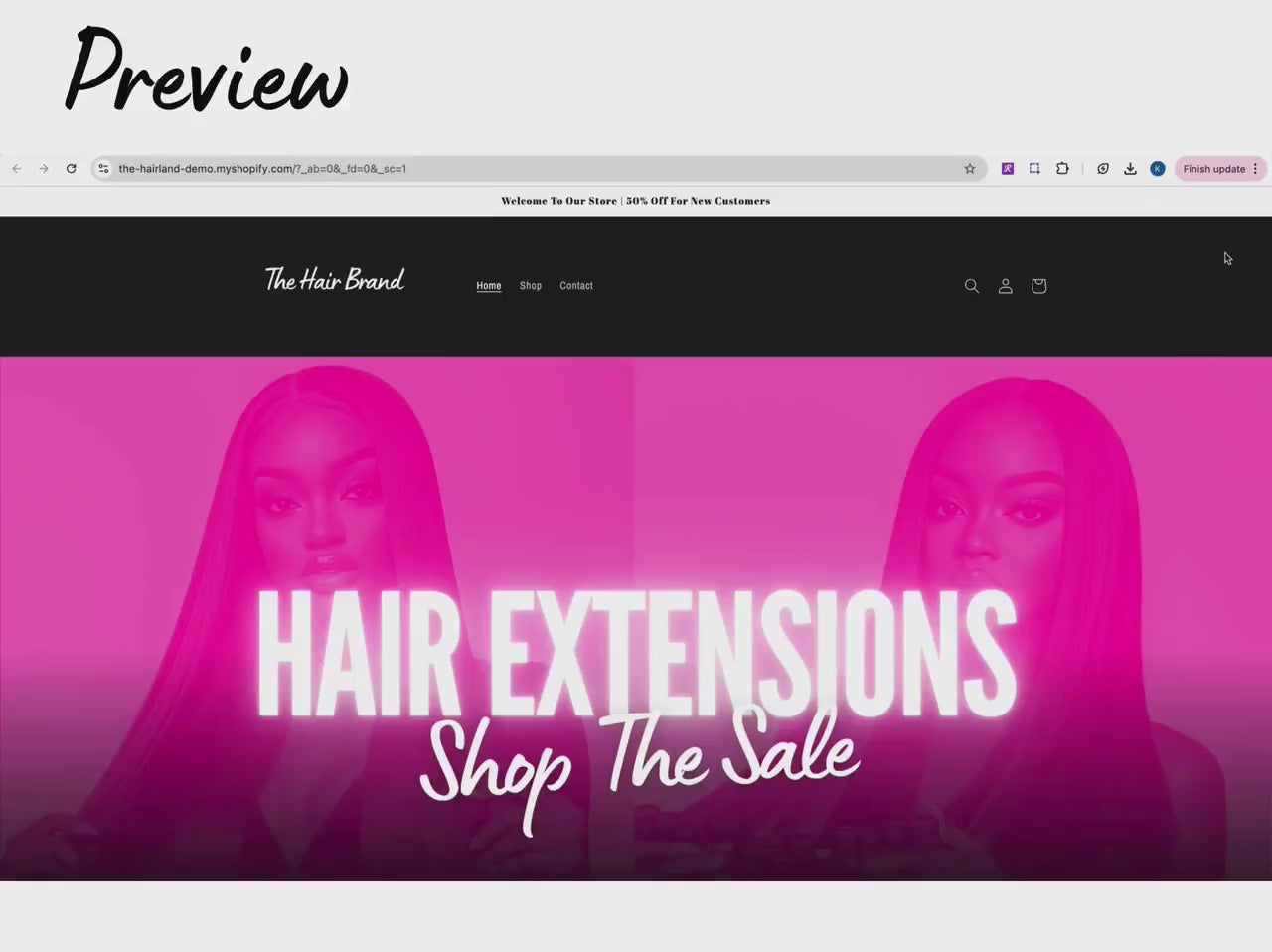 Pink Shopify Theme Template, Pink Hair Theme, Website for Hair Businesses Shopify Website Design, Shopify Banners, Business Owners