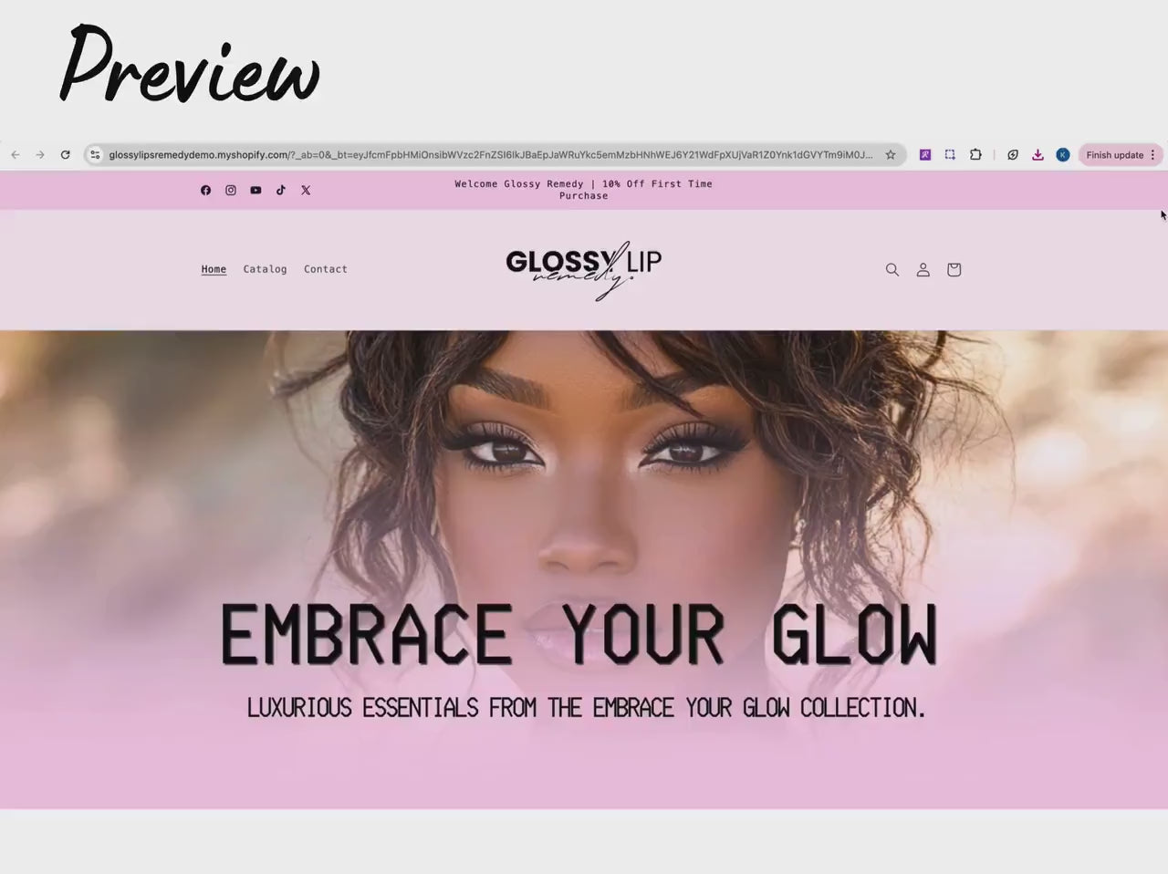 Pink Cosmetics Shopify Beauty Theme Template, Pink & Black Theme, Website for gloss business, Shopify Website Design, Shopify Banners