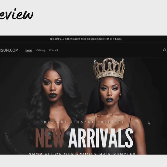 Black Shopify Theme Template, Black Hair Theme, Website for Hair Businesses Shopify Website Design, Shopify Banners, Business Owners