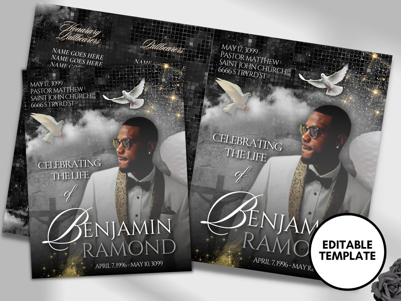 8.5"x11" BOOKLET Memorial program (8 pages) | Elegant Style Funeral Program |Celebration of Life |Keepsake |Digital Download |Canva Template