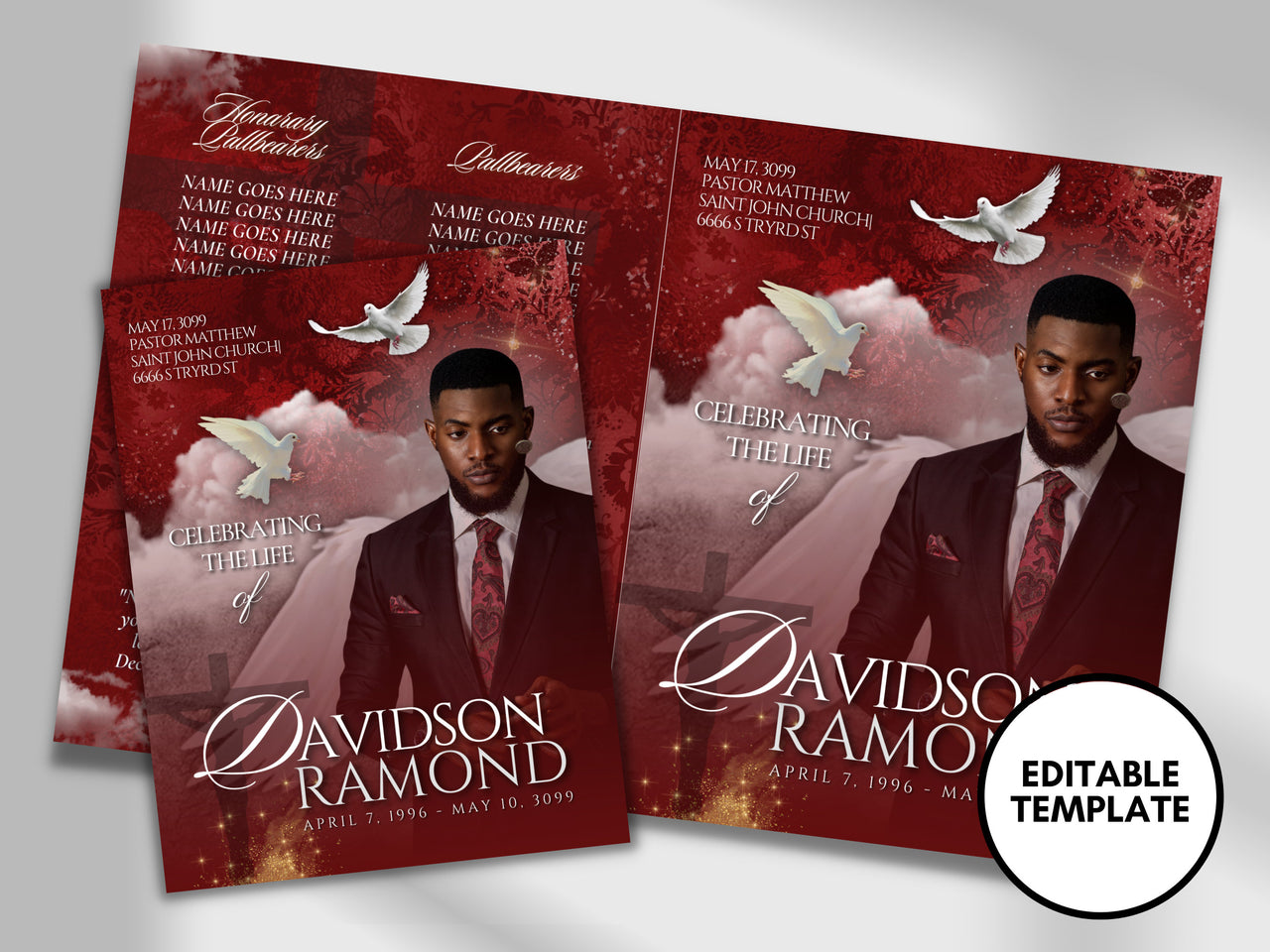 8.5"x11" BOOKLET Memorial program (8 pages) | Elegant Style Funeral Program |Celebration of Life |Keepsake |Digital Download |Canva Template