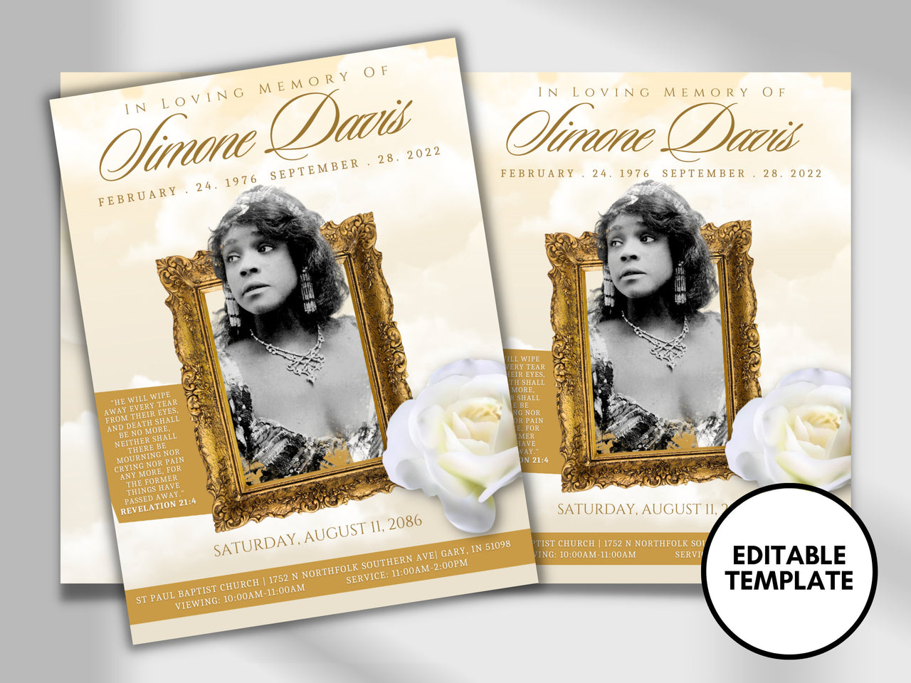 8.5"x11" BOOKLET Memorial program (8 pages) | Elegant Style Funeral Program |Celebration of Life |Keepsake |Digital Download |Canva Template