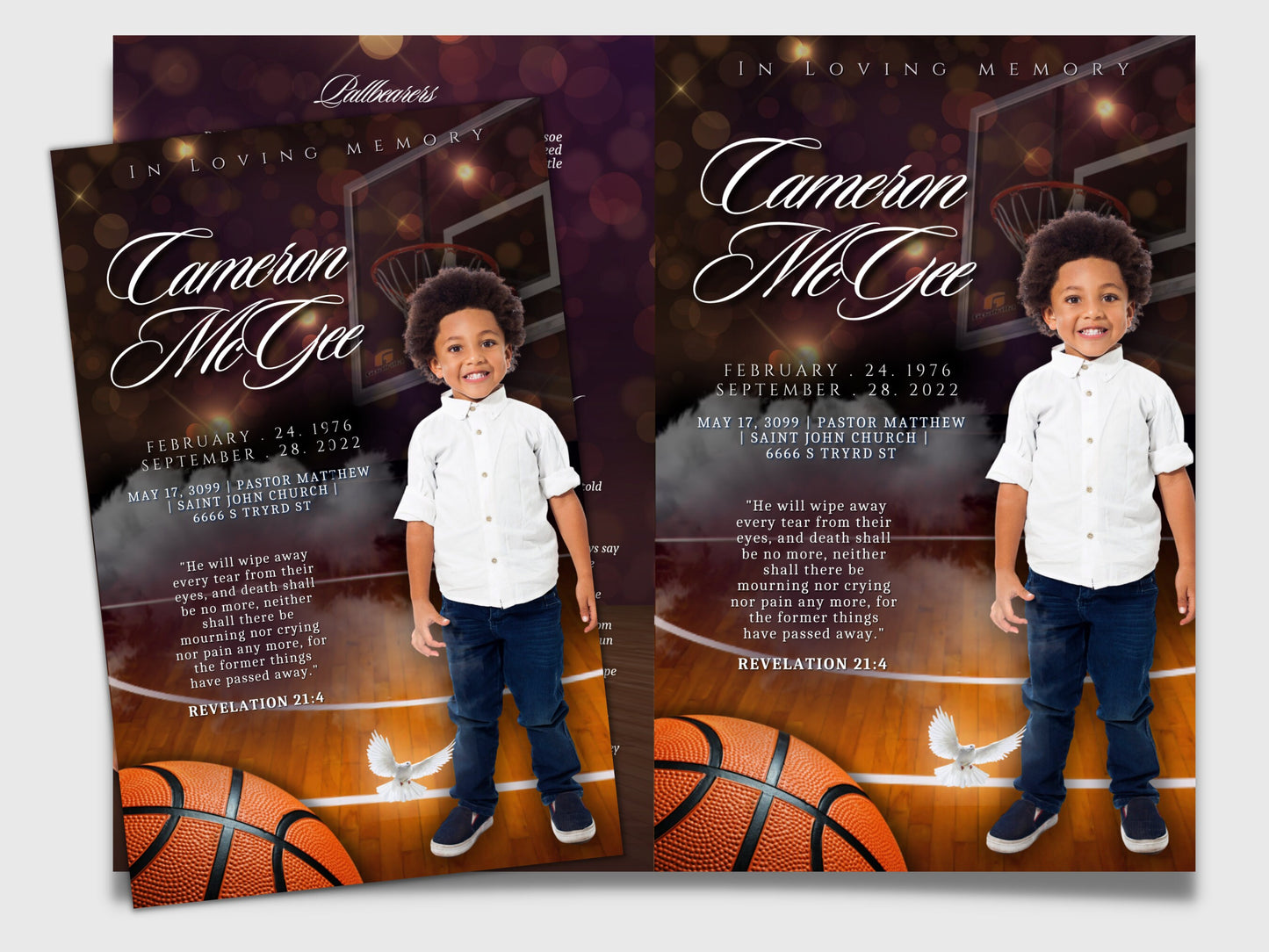 5.5"x8.5" BOOKLET Memorial program (4 pages)| PURPLE Style Funeral Program |Celebration of Life |Keepsake |Digital Download |Canva Template