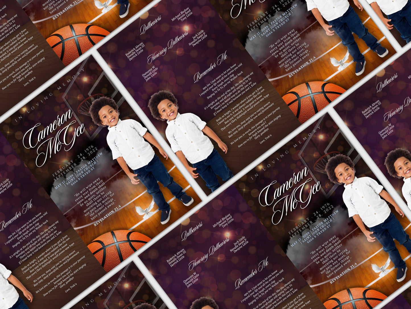 5.5"x8.5" BOOKLET Memorial program (4 pages)| PURPLE Style Funeral Program |Celebration of Life |Keepsake |Digital Download |Canva Template