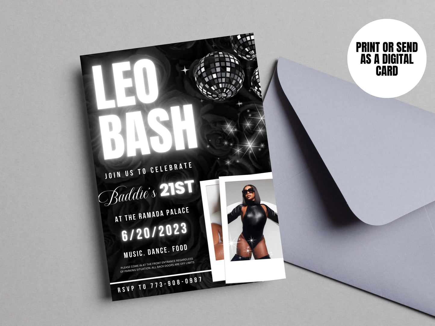 Black Leo Birthday Invitation Template Editable Black Birthday Party Invite Instant Download Invite Any Age Mobile invite Downloadable
