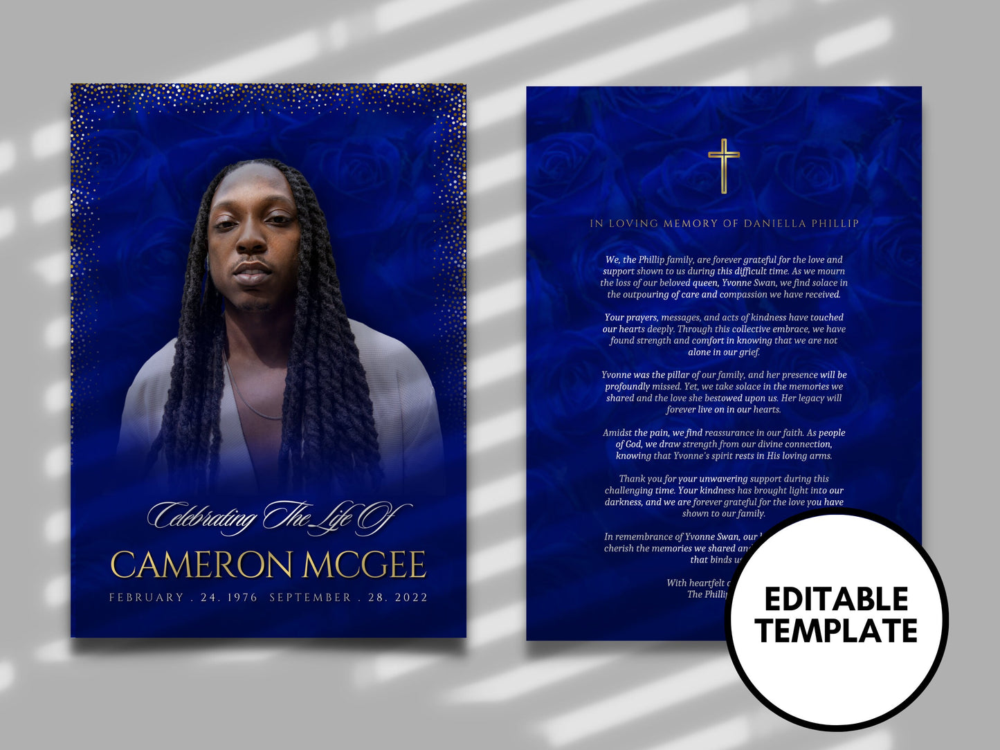 Blue Men 5x7 Prayer Card, Poem Card Funeral, Royal blue funeral card, custom Prayer Cards for Funeral, Prayer Cards Catholic, Funeral Card